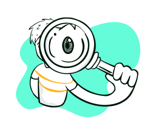 Drawing of boy holding a magnifying glass